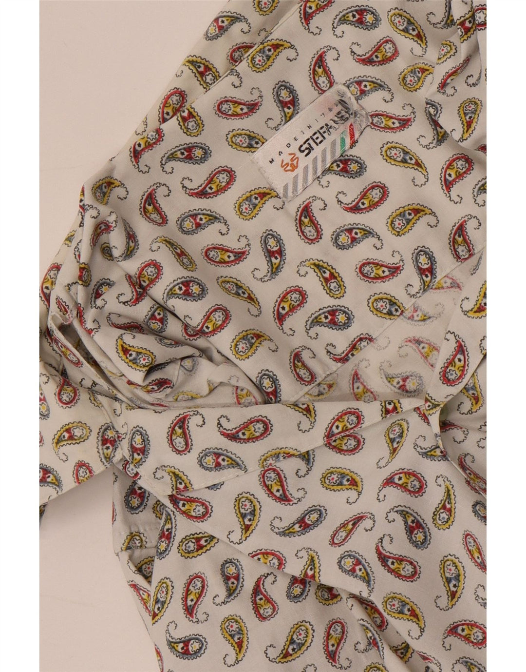Stefanel Camisa de manga corta para hombre Large White Paisley