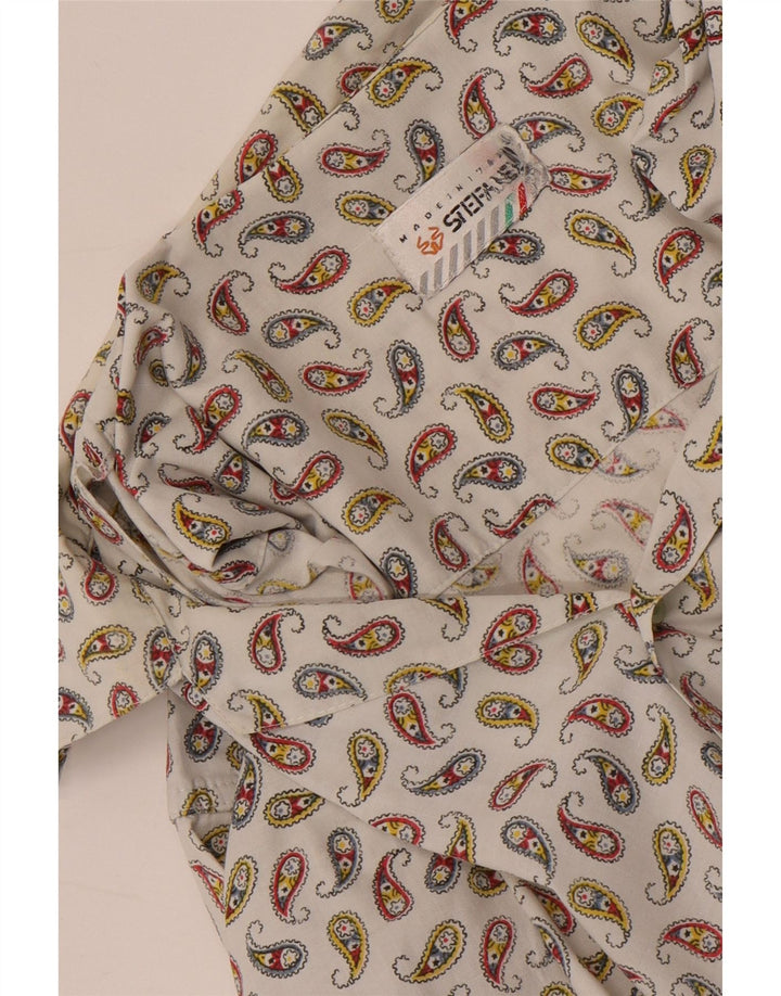 Stefanel Camisa de manga corta para hombre Large White Paisley