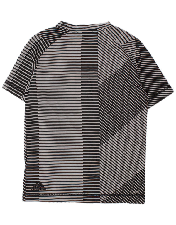ADIDAS Boys Climalite Graphic T-Shirt Top 2-3 Years XS Grey Striped