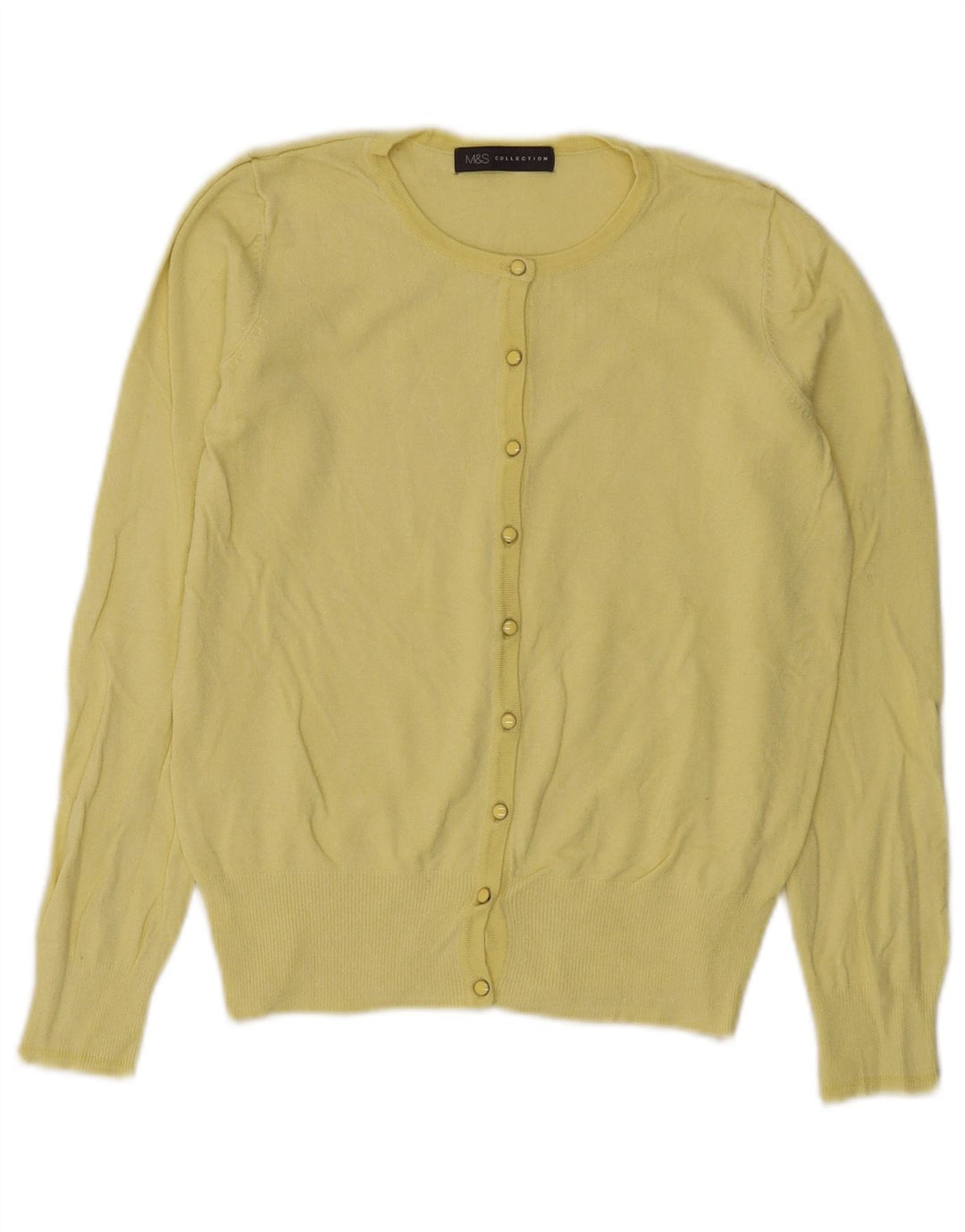 Marks & Spencer Suéter tipo cárdigan para mujer UK 8 Small Viscosa amarilla