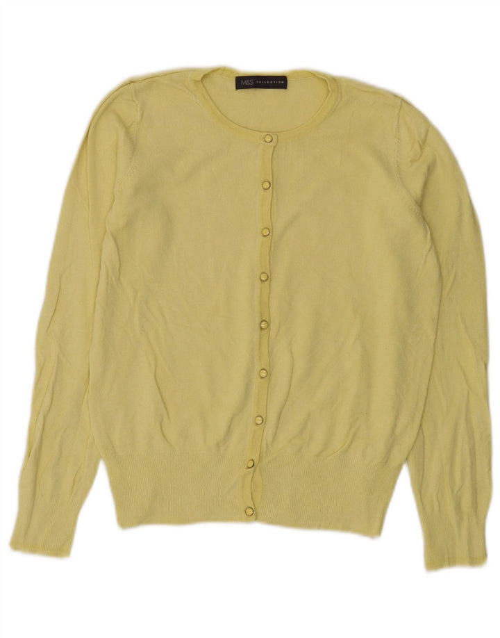 Marks & Spencer Suéter tipo cárdigan para mujer UK 8 Small Viscosa amarilla
