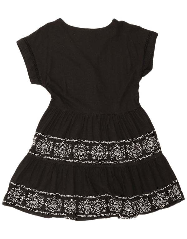 Next Vestido escalonado para mujer UK 40 Mediano Lino floral negro