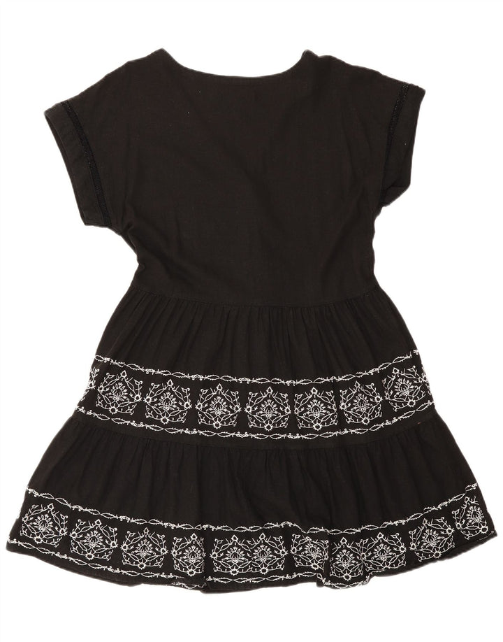 Next Vestido escalonado para mujer UK 40 Mediano Lino floral negro