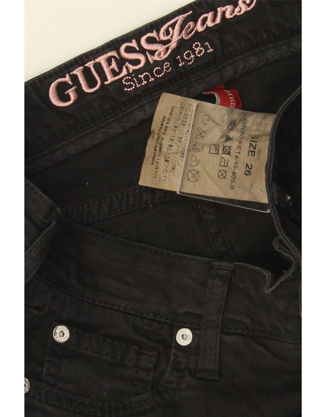 GUESS Vaqueros ajustados para mujer W26 L28 Algodón negro