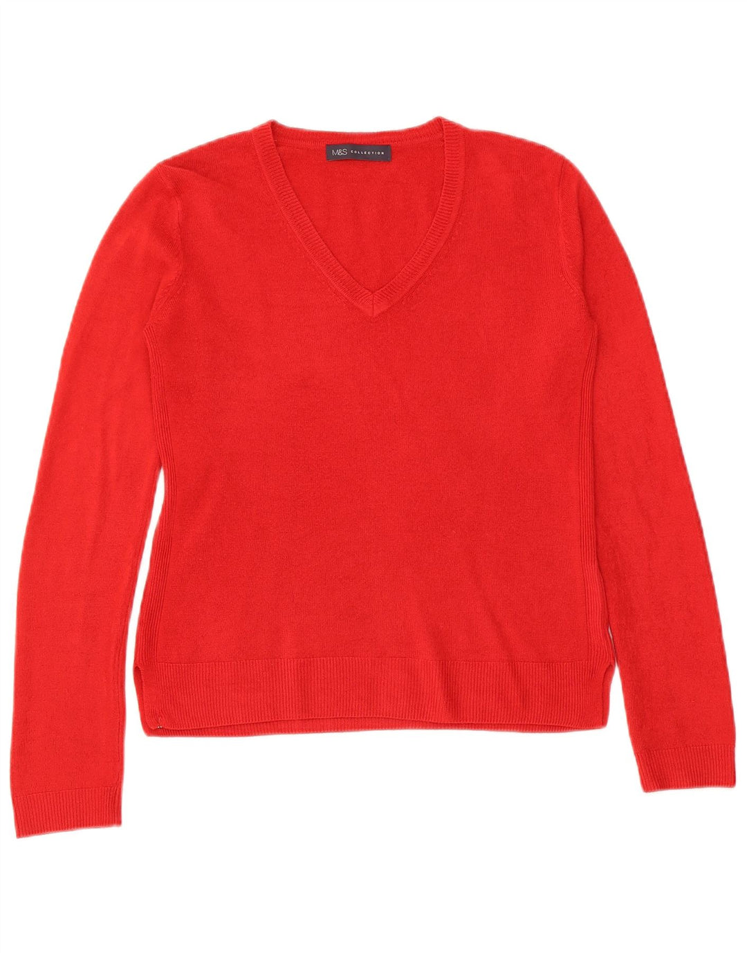 Marks & Spencer Suéter con Cuello en V para Mujer UK 8 Pequeño Acrílico Rojo