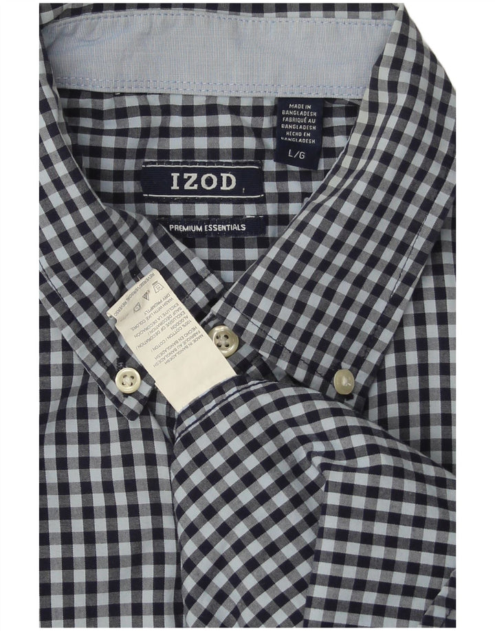 Izod Hombre Camisa De Cuadros Grande Algodón Vichy Azul Marino