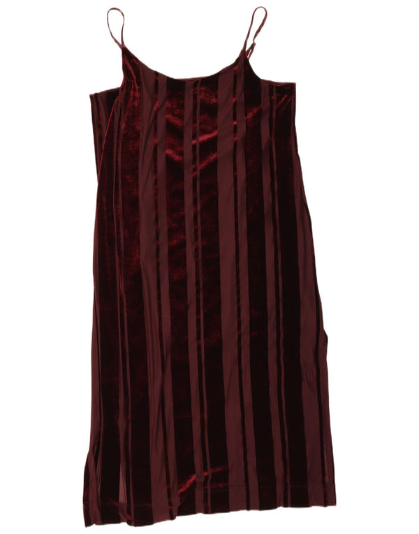Dkny Vestido lencero de terciopelo para mujer UK 40 XL Poliéster a rayas burdeos