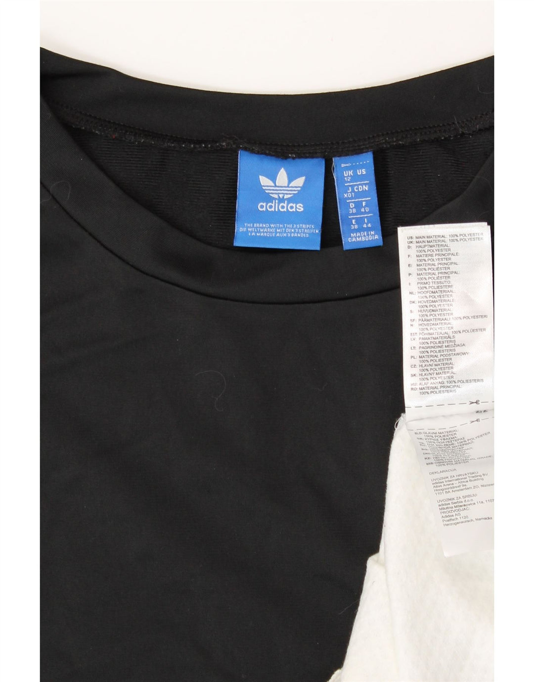 ADIDAS Camiseta para mujer Top UK 40 Mediano Negro Colorblock Poliéster