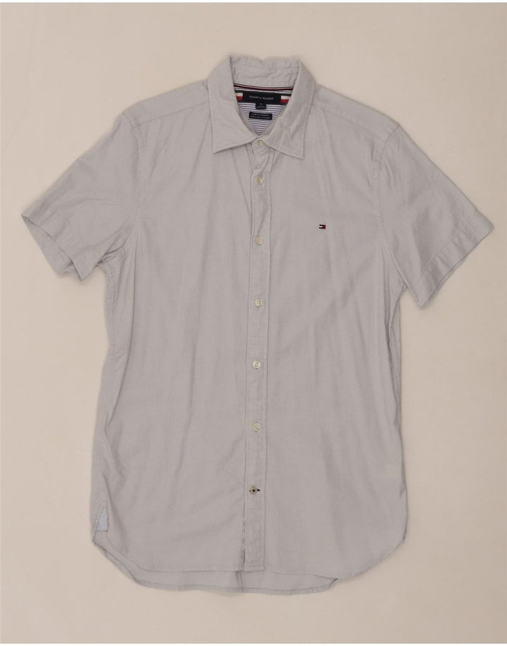 TOMMY HILFIGER Mens Slim Fit Shirt Medium Grey Cotton Vintage Tommy Hilfiger and Second-Hand Tommy Hilfiger from Messina Hembry 