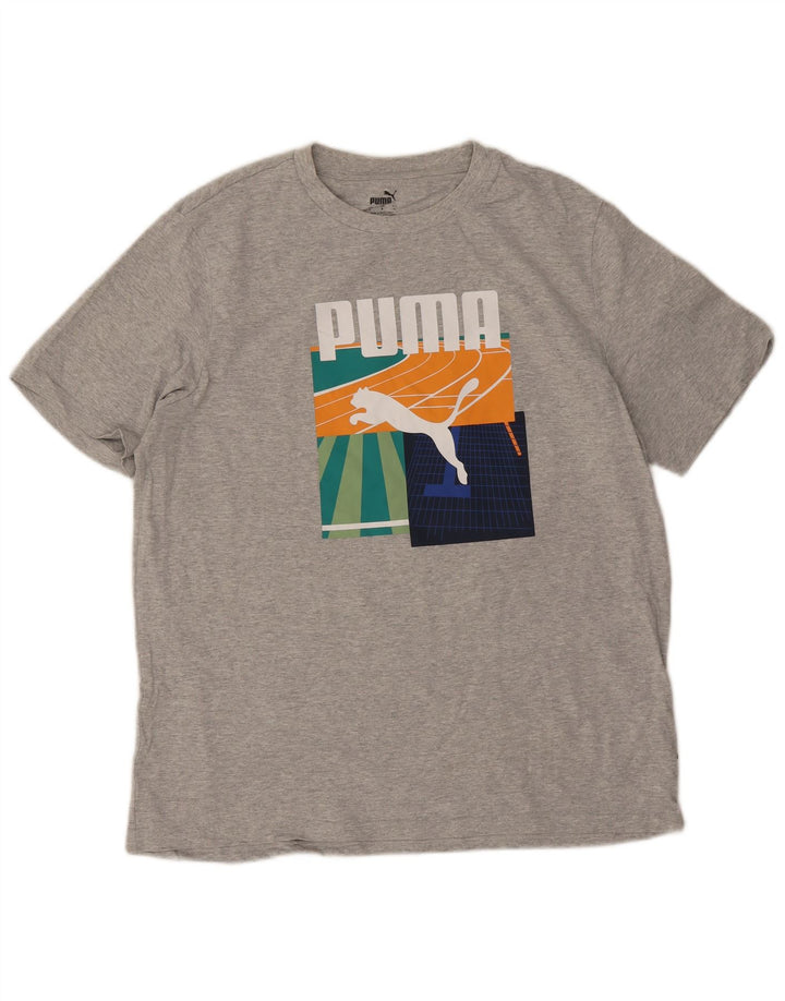 Puma - Camiseta gráfica para hombre, talla grande, algodón gris