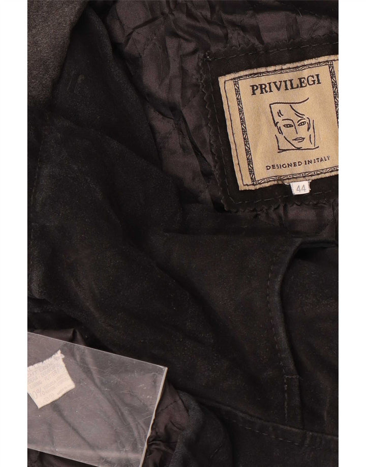 Chaqueta Mujer Privilegi De Ante Con Capucha IT 44 Medium Cuero Negro