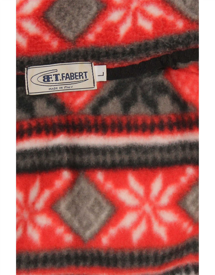 Vintage Mens Fleece Chaqueta Reino Unido 40 Gran Isla Feria Roja