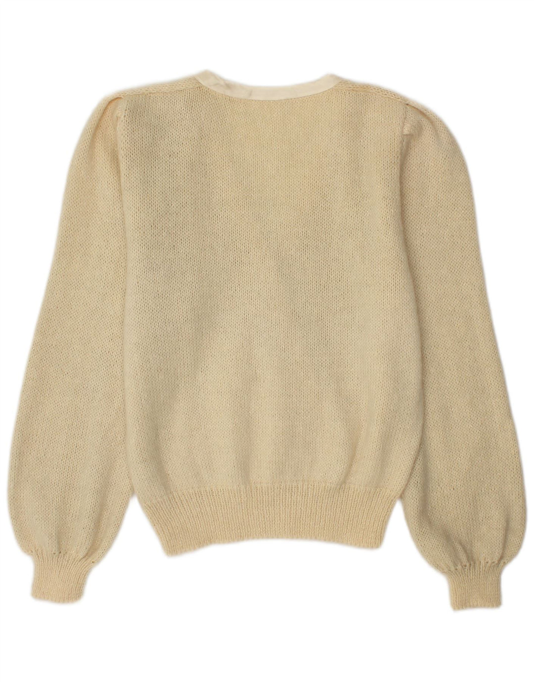 Vintage mujer V-cuello jumper suéter Reino Unido 14 Medio Beige