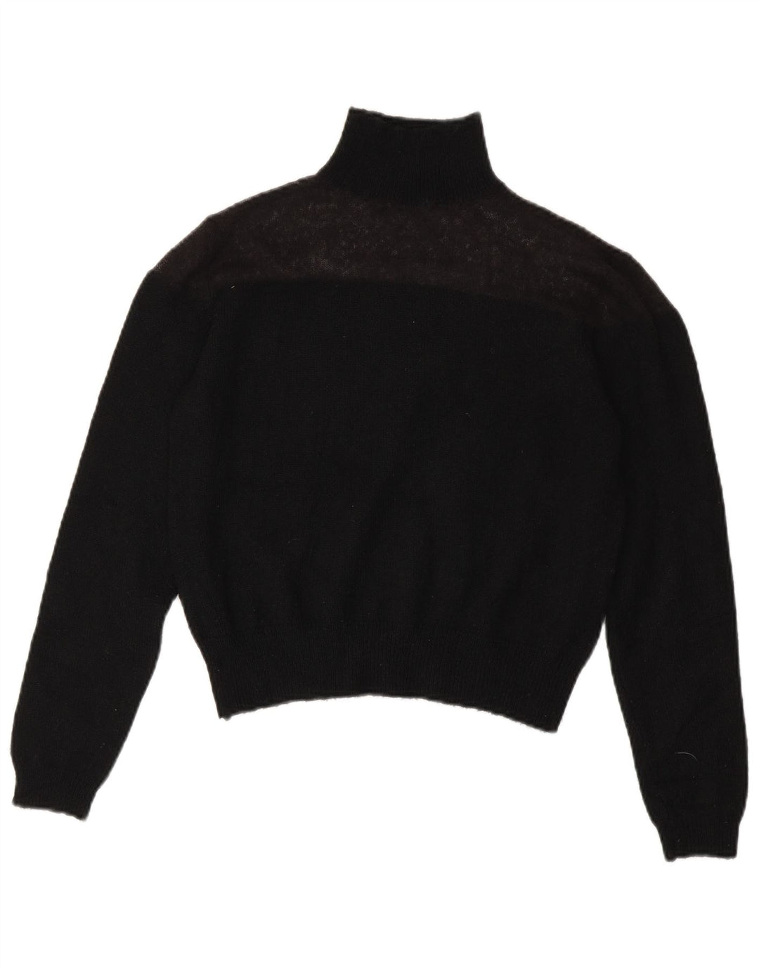 Zara Mujer Crop Roll Neck Jumper Sweater UK 10 Small Poliéster Negro