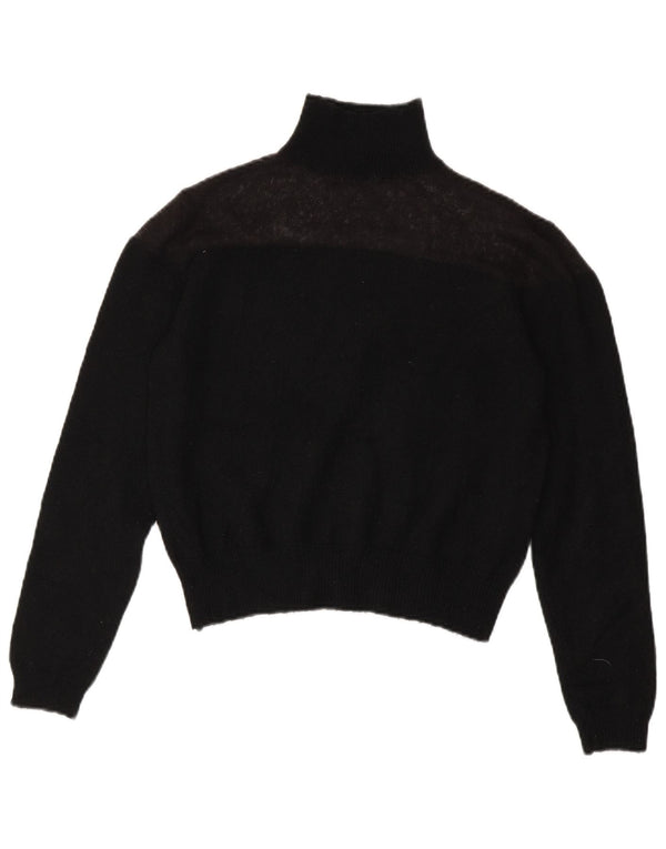 Zara Mujer Crop Roll Neck Jumper Sweater UK 10 Small Poliéster Negro