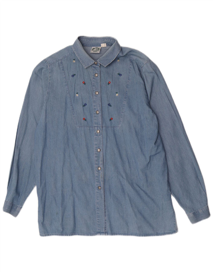 Camisa de mujer Hammerschmid EU 40 Algodón floral azul medio