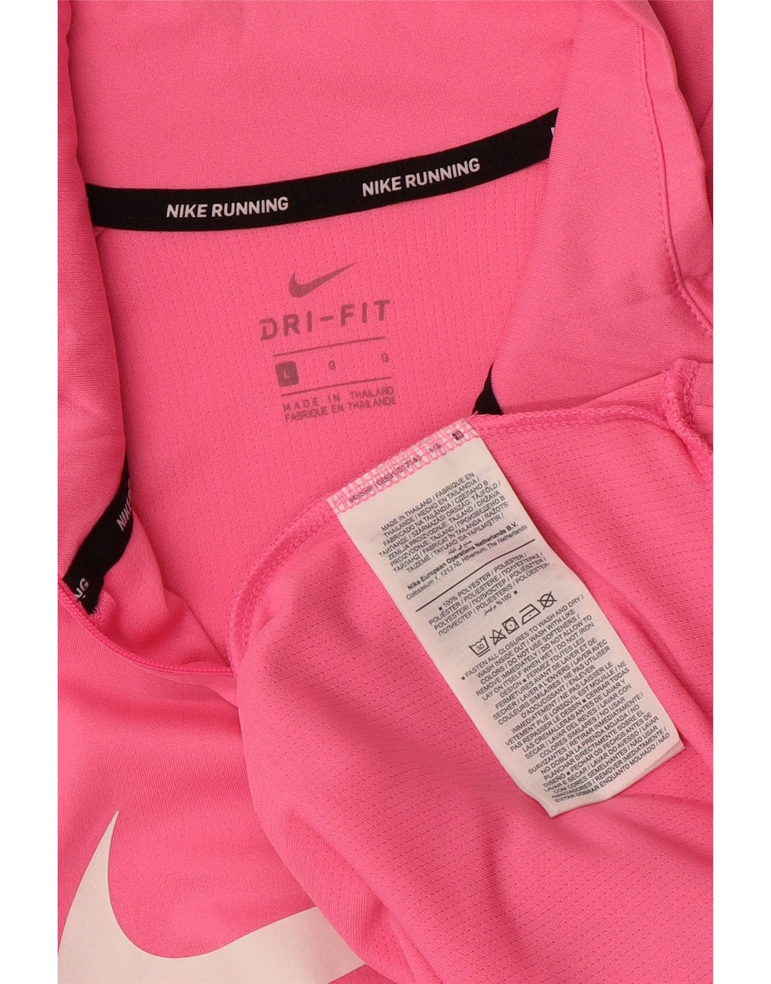 NIKE Mujer Dri Fit Zip Neck Sudadera Jumper UK 40 Grande Poliéster Rosa