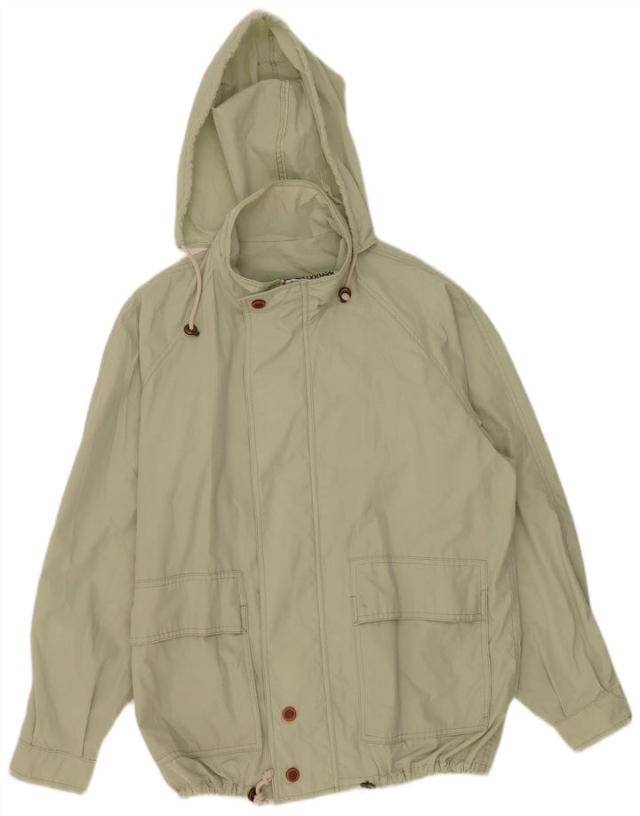 Vintage hombres con capucha chaqueta bomber Reino Unido 42 XL poliéster verde