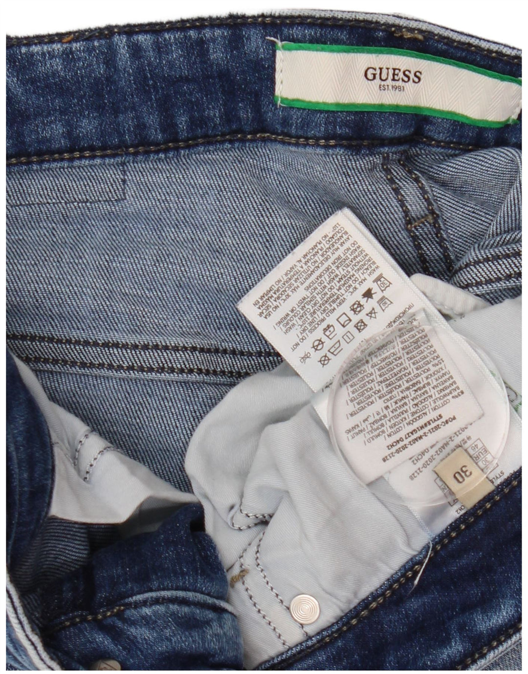 Guess Mujer Chris Distressed Slim Jeans W30 L32 Algodón Azul