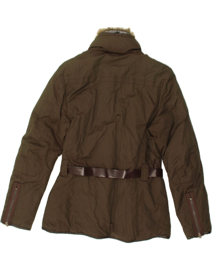 CONTE OF FLORENCE Womens Utility Jacket IT 40 Small Khaki Cotton Vintage Conte of Florence and Second-Hand Conte of Florence from Messina Hembry 