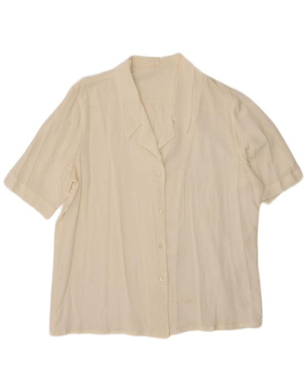 Vintage mujer manga corta camisa blusa Reino Unido 18 XL blanco apagado