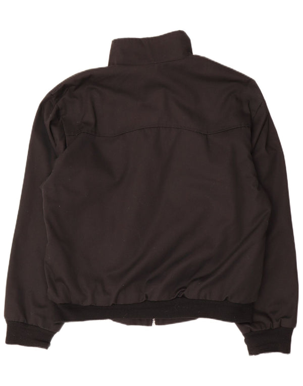 Vintage Mens Bomber Chaqueta Reino Unido 38 Medio Negro Poliéster