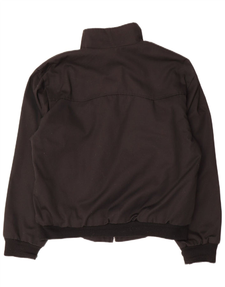 Vintage Mens Bomber Chaqueta Reino Unido 38 Medio Negro Poliéster