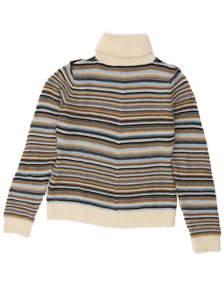 VINTAGE Mujer Roll Neck Jumper Suéter Reino Unido 10/12 Pequeño Multicolor