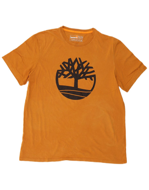 Timberland Camiseta con gráfico de ajuste regular para hombre, talla 2XL, logotipo naranja