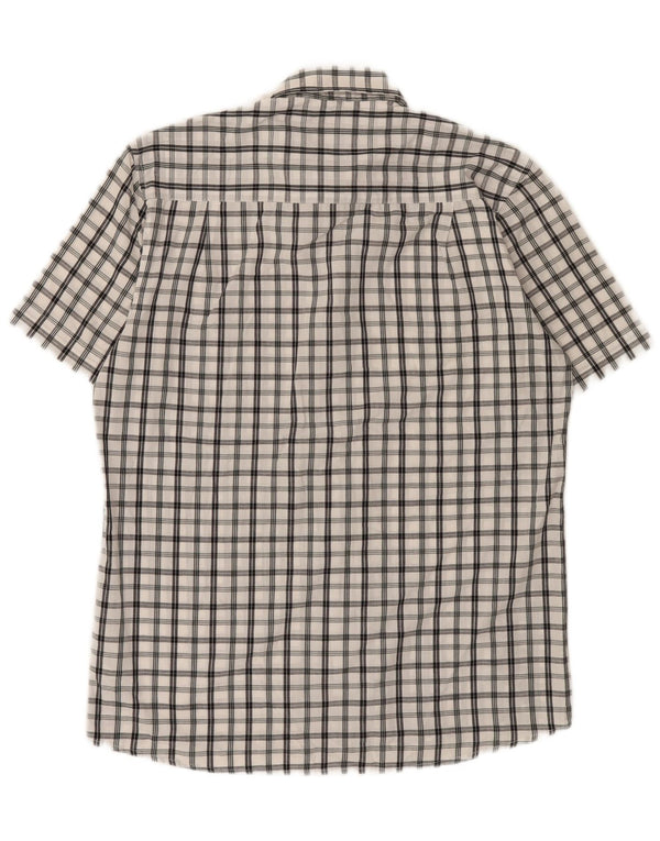 Camisa Pierre Cardin Hombre Manga Corta Regular Fit Cuadros Blancos Medianos