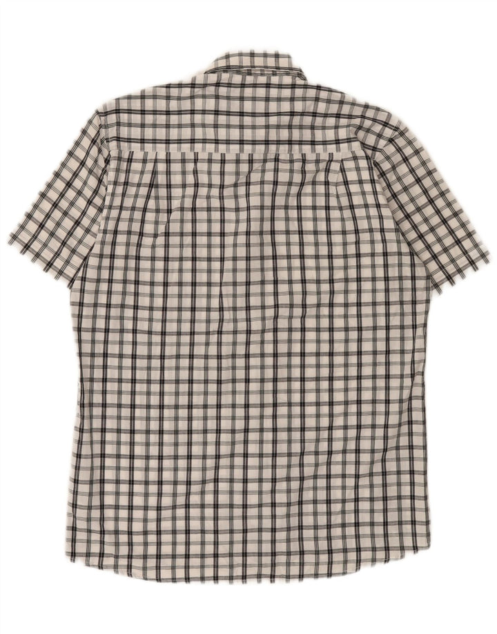 Camisa Pierre Cardin Hombre Manga Corta Regular Fit Cuadros Blancos Medianos