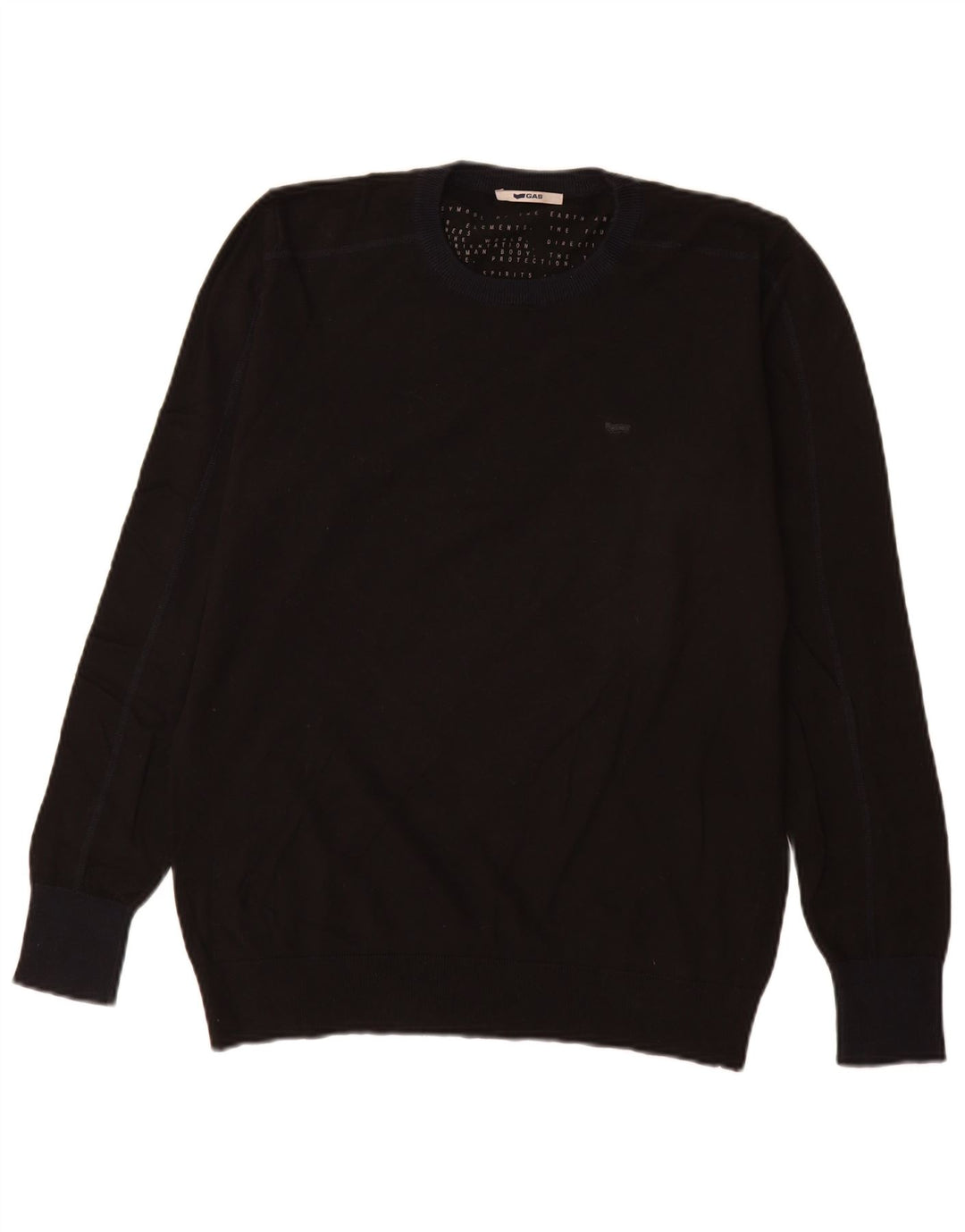 Gas Hombre Cuello Redondo Jersey Jersey Medio Algodón Negro