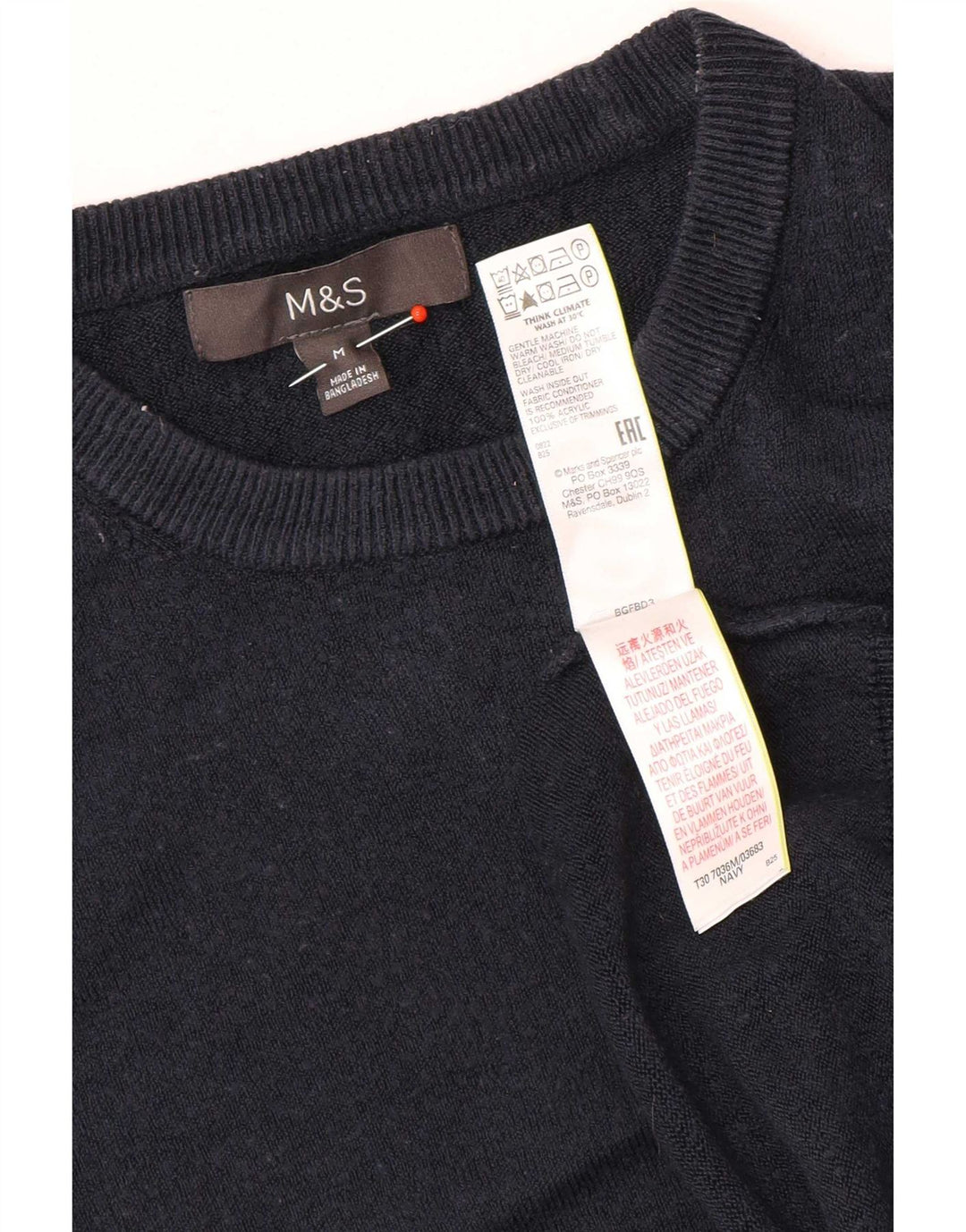 Marks & Spencer Suéter De Cuello Redondo Para Hombre Acrílico Azul Marino Medio