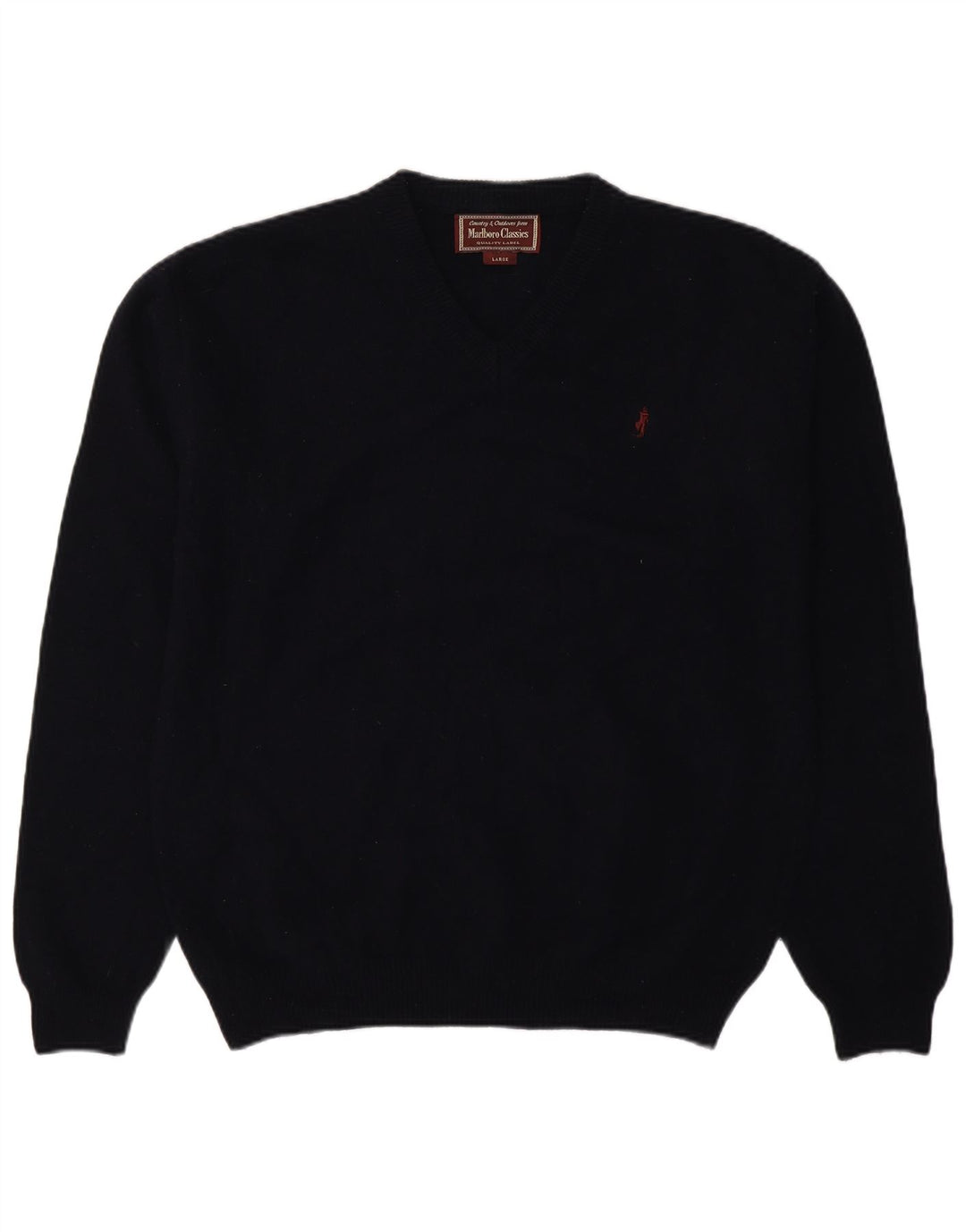 Marlboro Classics - Jersey con cuello en V para hombre, talla grande, lana azul marino