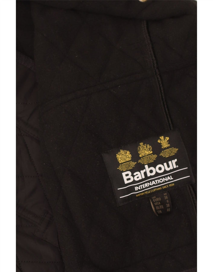 Barbour Chaqueta Acolchada Militar Para Mujer UK 10 Small Poliéster Negro