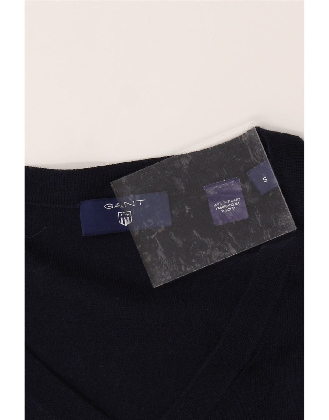 GANT Mens V-Neck Jumper Sweater Small Navy Blue Wool Vintage Gant and Second-Hand Gant from Messina Hembry 