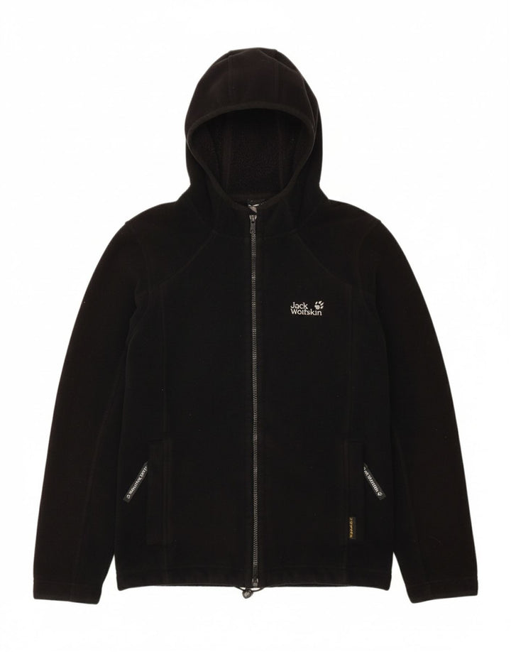 JACK WOLFSKIN Womens Hooded Fleece Jacket UK 10 Small Black Polyester