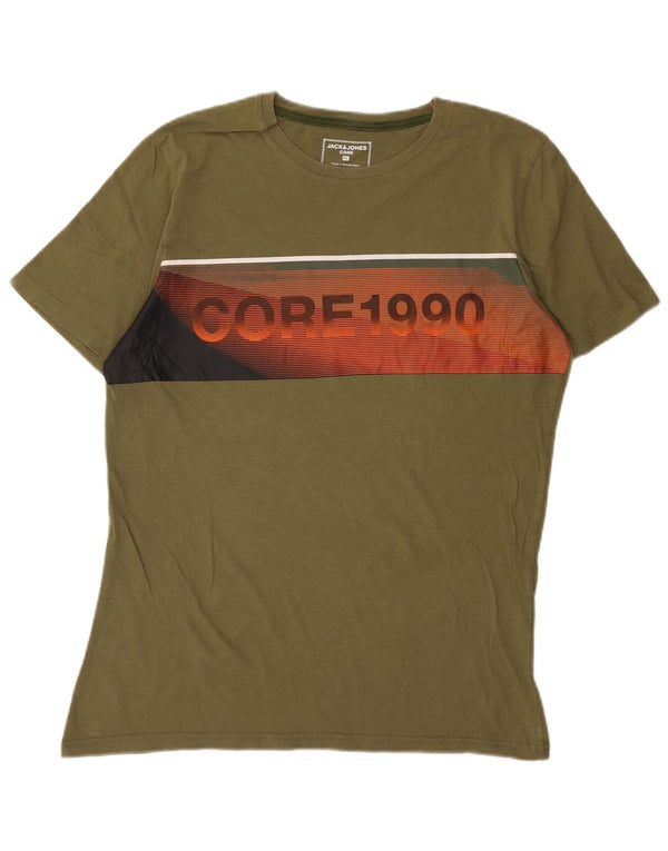 Jack & Jones Hombre Camiseta Gráfica Top XL Algodón Caqui