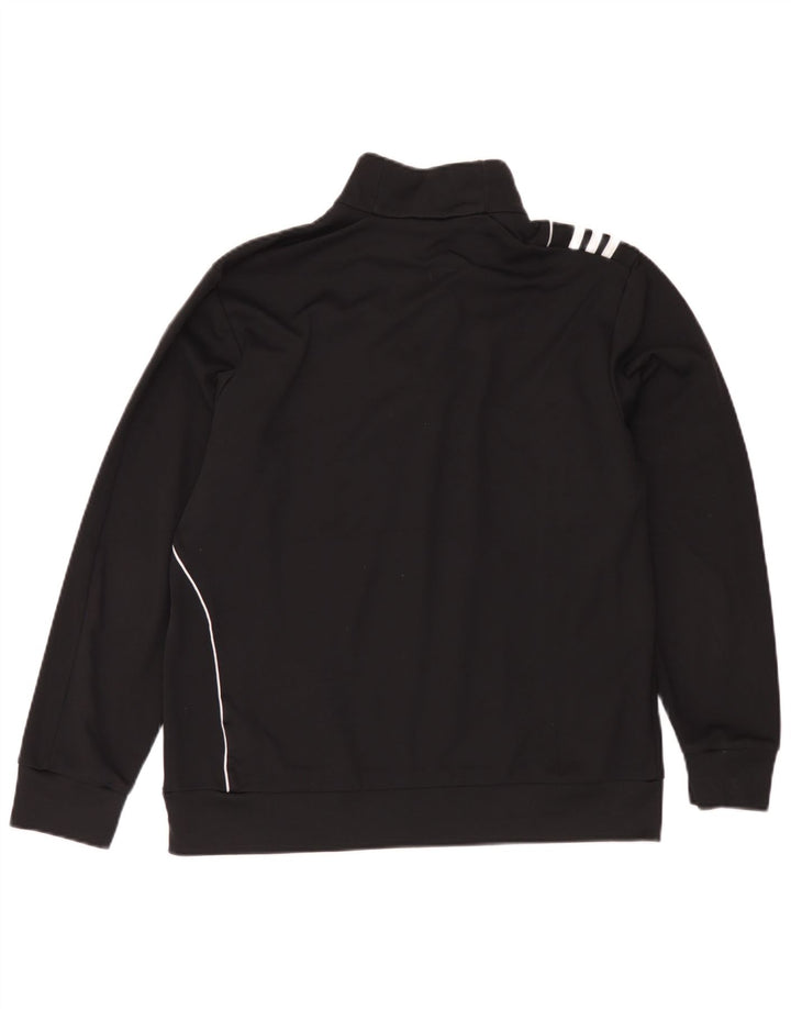 Adidas - Sudadera con cuello y cremallera para hombre, talla 42/44, poliéster negro grande