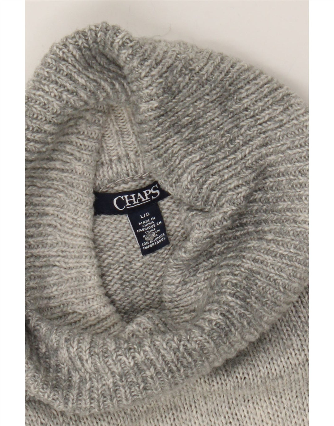 CHAPS Womens Roll Neck Jumper Sweater UK 16 Large Grey Tie Dye Cotton Vintage Chaps and Second-Hand Chaps from Messina Hembry 