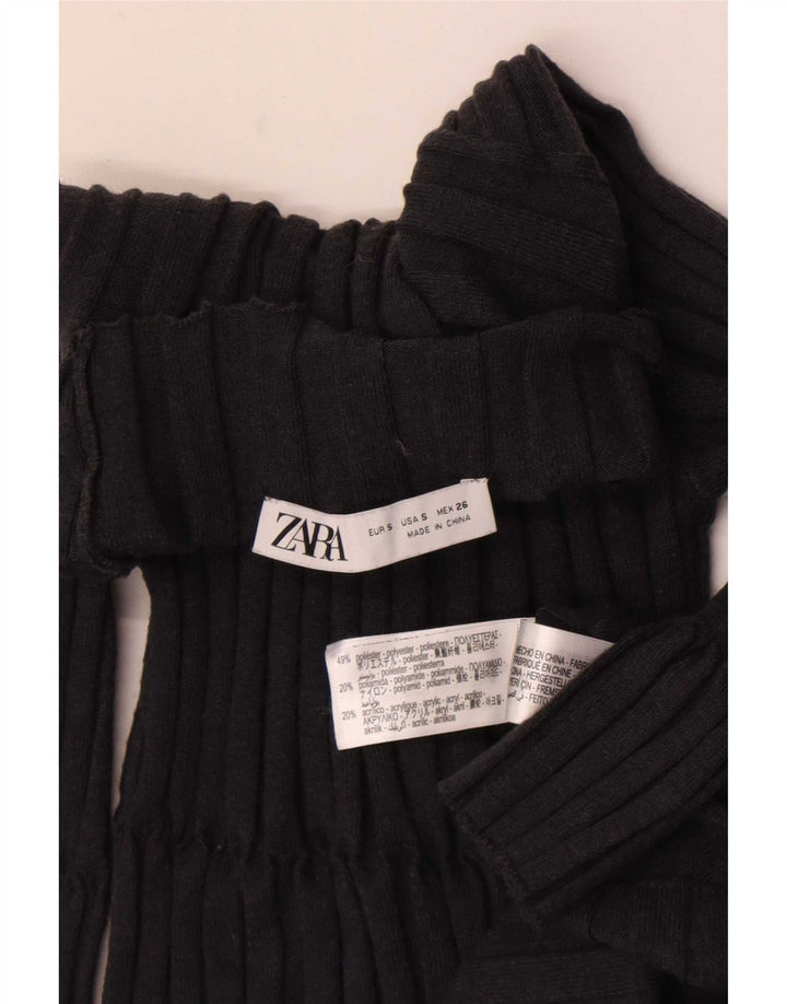 Zara Mujer Vestido Ajustado UK 8 Pequeño Poliéster Gris