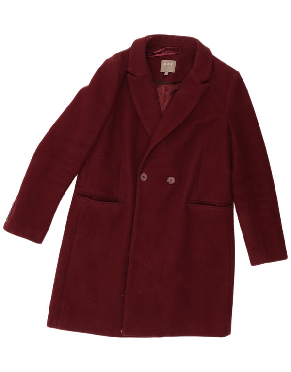 Abrigo de doble botonadura para mujer Oasis UK 46 Grande Poliéster burdeos