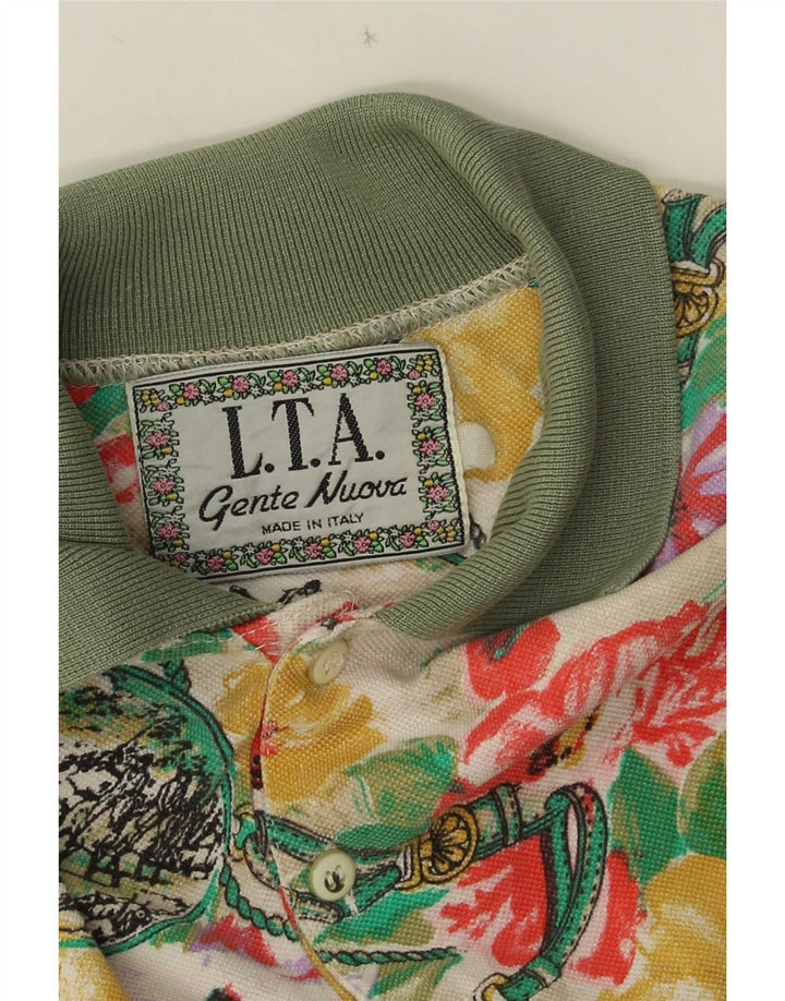 Polo vintage para hombre grande multicolor floral