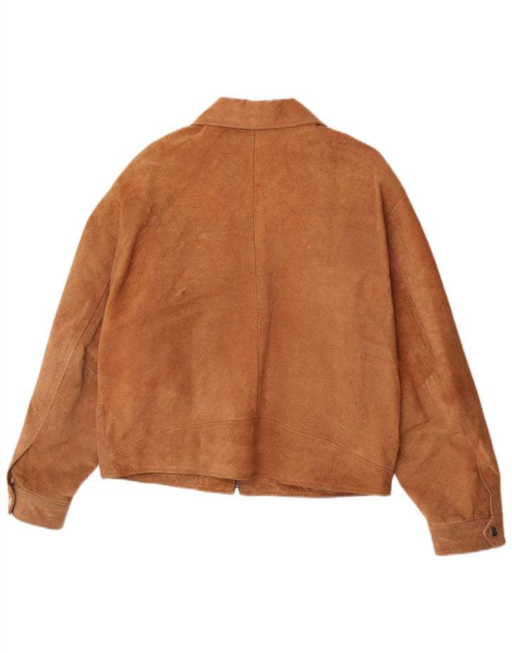 Alan Gordon Chaqueta Bomber de Ante para Mujer Reino Unido 14 Grande Cuero Beige