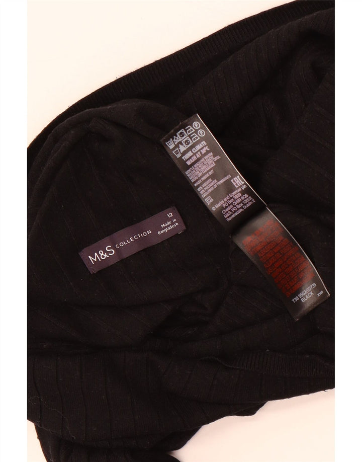 Marks & Spencer Jersey corto con cuello de tortuga para mujer, talla 40, talla M, color negro