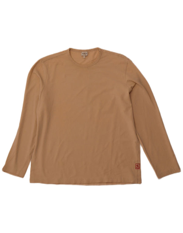 CALVIN KLEIN JEANS Top Mujer Manga Larga UK 40 XL Algodón Beige