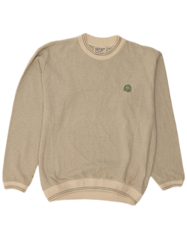Vintage hombres sudadera jumper grande algodón beige