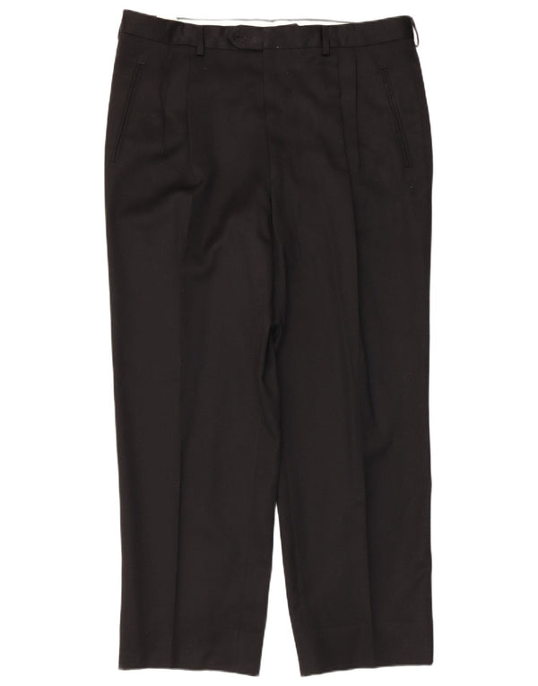 Daniel Hechter Pantalón de traje con pinzas para hombre IT 56 3XL W38 L28 Lana negra