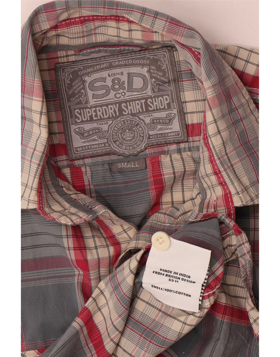 Superdry Camisa De Manga Corta Para Hombre De Algodón A Cuadros Azul Pequeño
