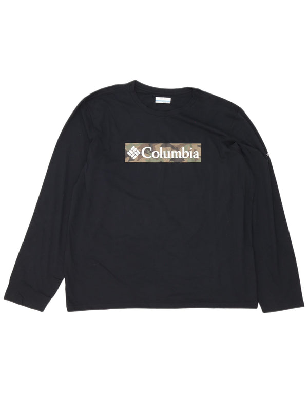 Columbia Top gráfico de manga larga para hombre XL Algodón negro